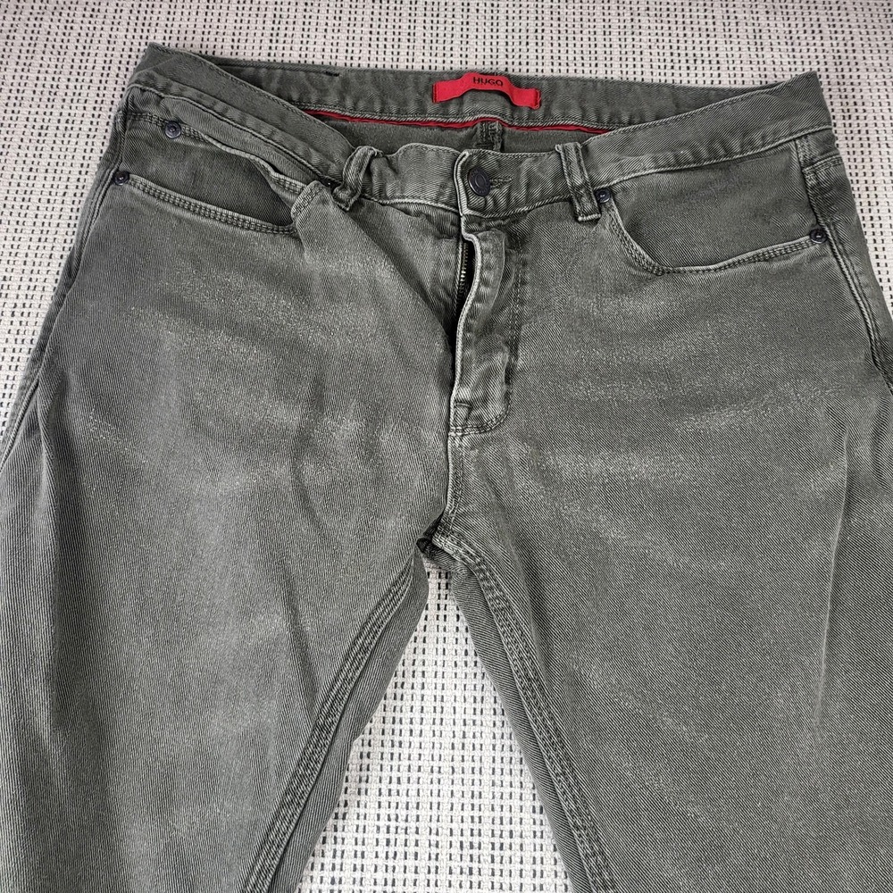 Hugo Boss Hugo 708 Jeans Mens 34x32 Green Medium Wash Slim Straight Denim Pants